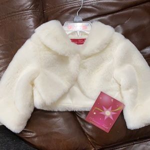 White faux fur shrug, 18 months